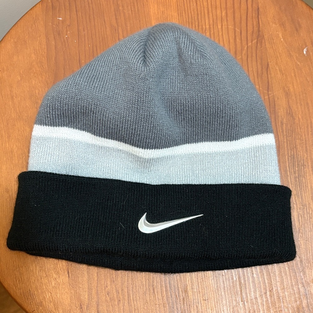Nike Kids Black and Gray Knit Hat